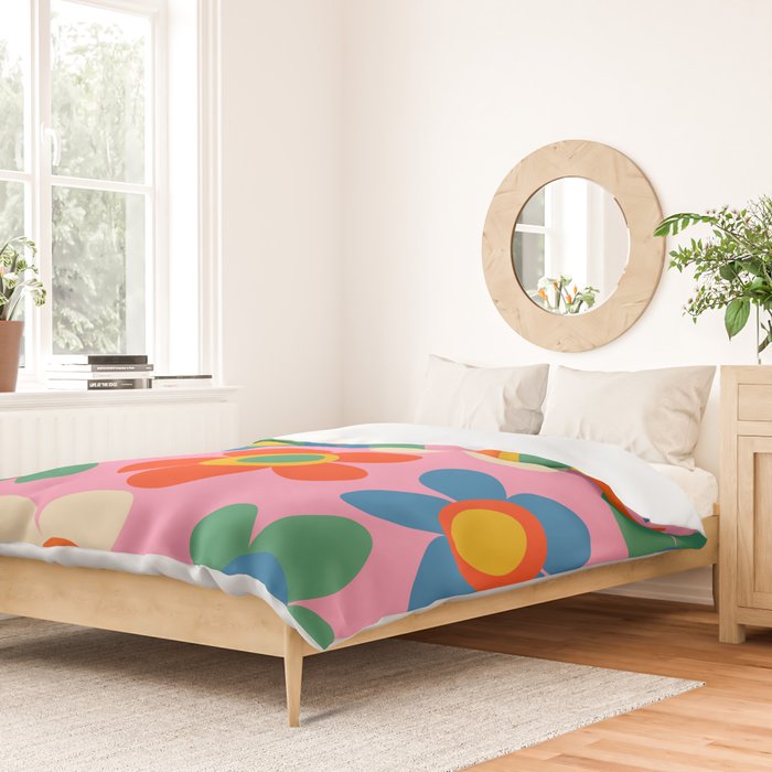 Cheerful Maisie Flowers Colorful Floral Pattern on Pink Duvet Cover Gallery Image 2