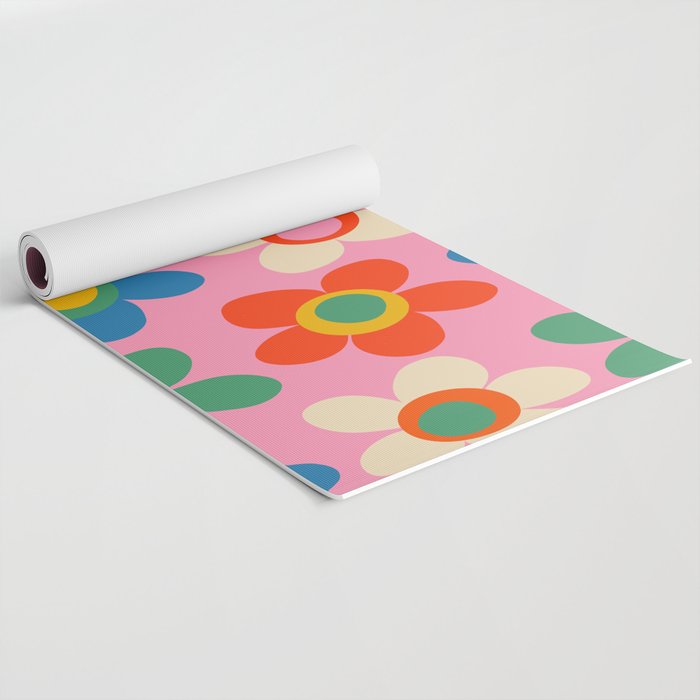 Cheerful Maisie Flowers Colorful Floral Pattern on Pink Yoga Mat Gallery Image 2