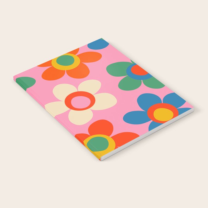 Cheerful Maisie Flowers Colorful Floral Pattern on Pink Notebook Gallery Image 2