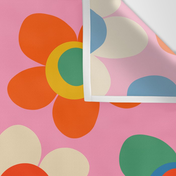 Cheerful Maisie Flowers Colorful Floral Pattern on Pink Wall Tapestry Gallery Image 3