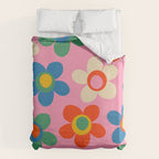 Cheerful Maisie Flowers Colorful Floral Pattern on Pink Duvet Cover Gallery Image 6