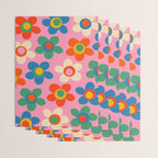 Cheerful Maisie Flowers Colorful Floral Pattern on Pink Wrapping Paper Gallery Image 3