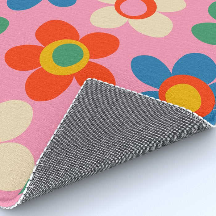 Cheerful Maisie Flowers Colorful Floral Pattern on Pink Rug Gallery Image 4