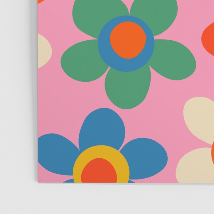 Cheerful Maisie Flowers Colorful Floral Pattern on Pink Poster Gallery Image 3