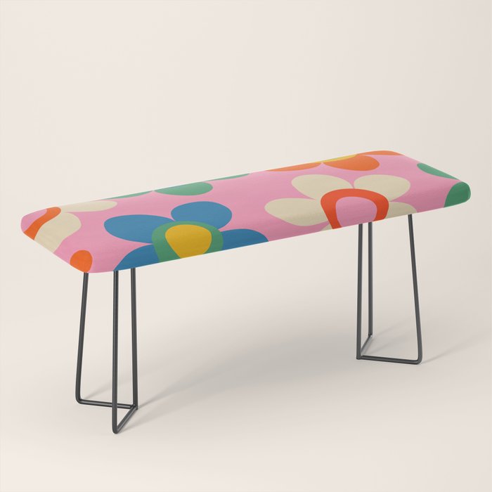 Cheerful Maisie Flowers Colorful Floral Pattern on Pink Bench Gallery Image 1