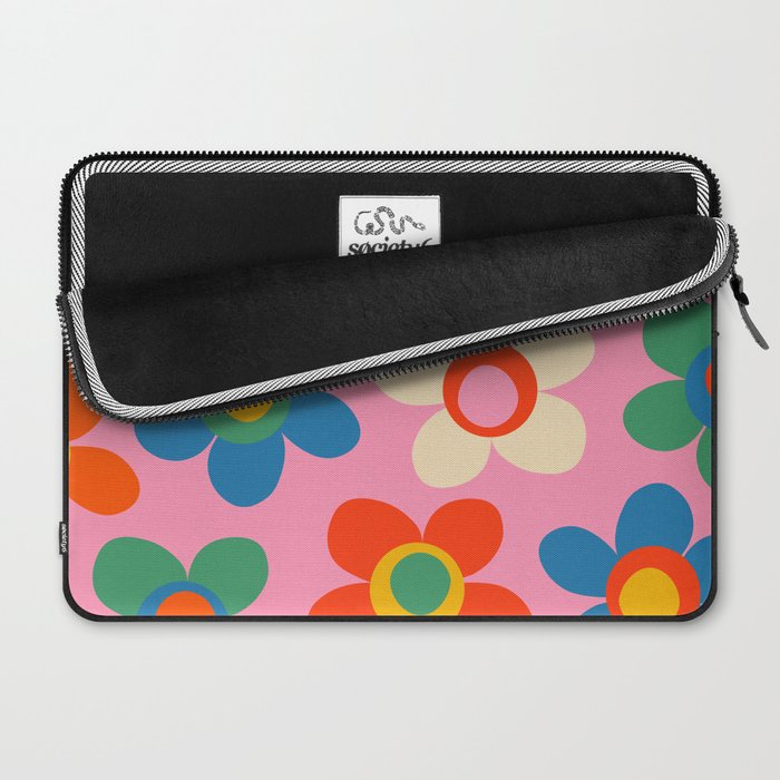 Cheerful Maisie Flowers Colorful Floral Pattern on Pink Laptop Sleeve Gallery Image 2