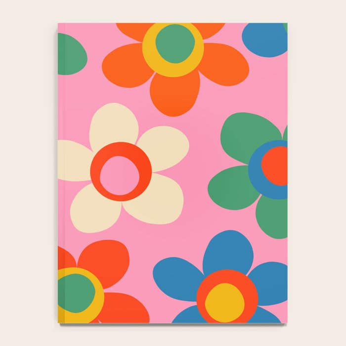 Cheerful Maisie Flowers Colorful Floral Pattern on Pink Notebook Gallery Image 4