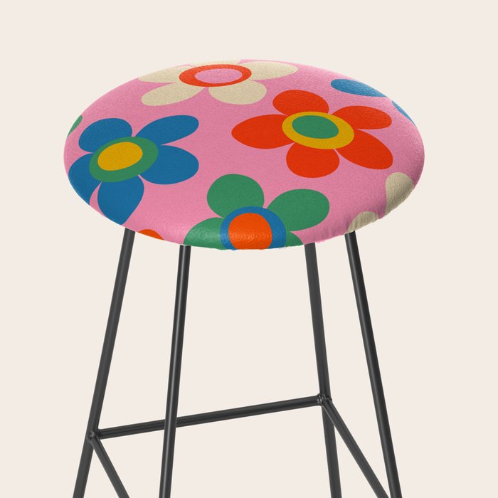 Cheerful Maisie Flowers Colorful Floral Pattern on Pink Stool Gallery Image 2