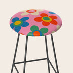Cheerful Maisie Flowers Colorful Floral Pattern on Pink Stool Gallery Image 2