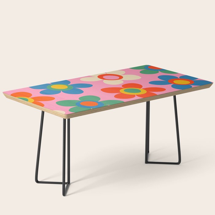 Cheerful Maisie Flowers Colorful Floral Pattern on Pink Coffee Table Gallery Image 1