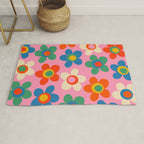 Cheerful Maisie Flowers Colorful Floral Pattern on Pink Rug Gallery Image 1
