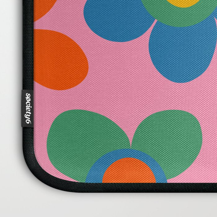 Cheerful Maisie Flowers Colorful Floral Pattern on Pink Laptop Sleeve Gallery Image 3