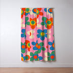 Cheerful Maisie Flowers Colorful Floral Pattern on Pink Window Curtain Gallery Image 3