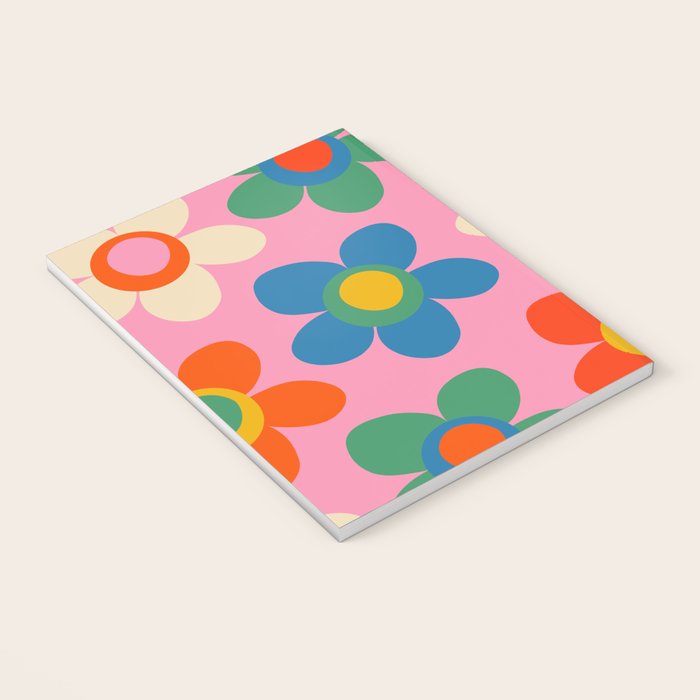 Cheerful Maisie Flowers Colorful Floral Pattern on Pink Notebook Gallery Image 3
