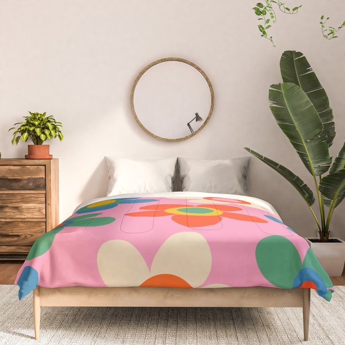 Cheerful Maisie Flowers Colorful Floral Pattern on Pink Comforter Gallery Image 3