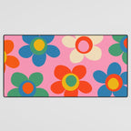 Cheerful Maisie Flowers Colorful Floral Pattern on Pink Desk Mat Gallery Image 3