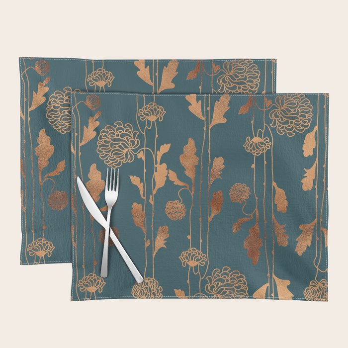 Art Deco Copper Flowers  Placemat Gallery Image 1