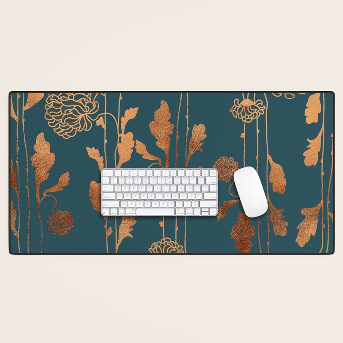 Art Deco Copper Flowers  Desk Mat Gallery Image 1