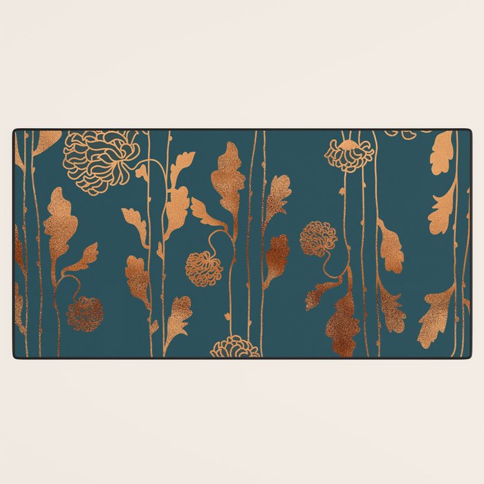 Art Deco Copper Flowers  Desk Mat Gallery Image 3