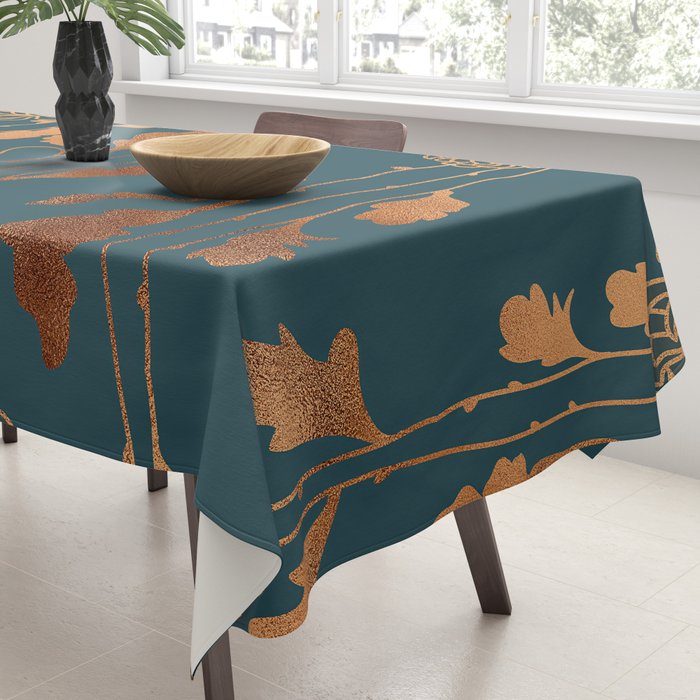 Art Deco Copper Flowers  Tablecloth Gallery Image 3