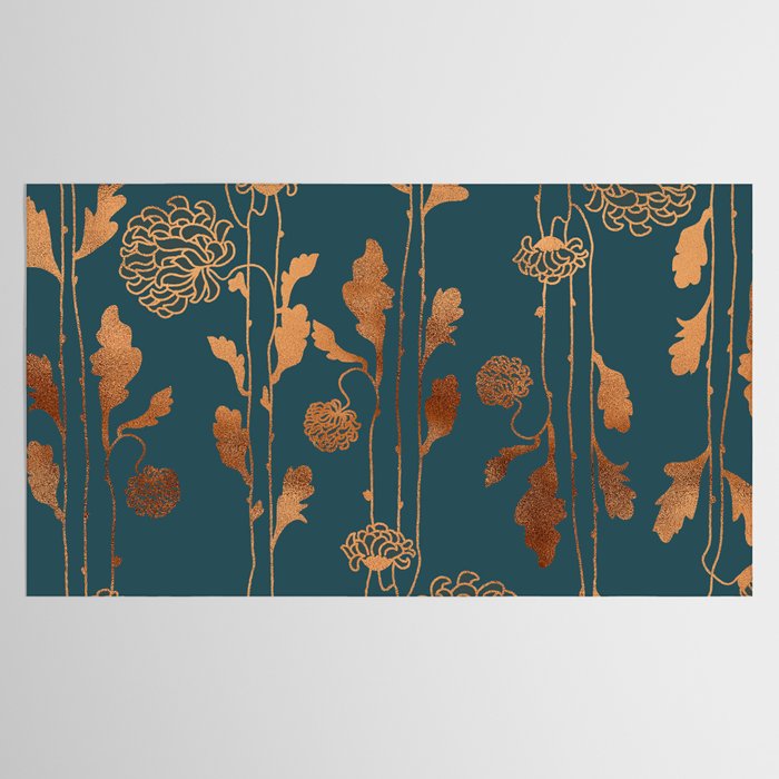 Art Deco Copper Flowers  Tablecloth Gallery Image 2