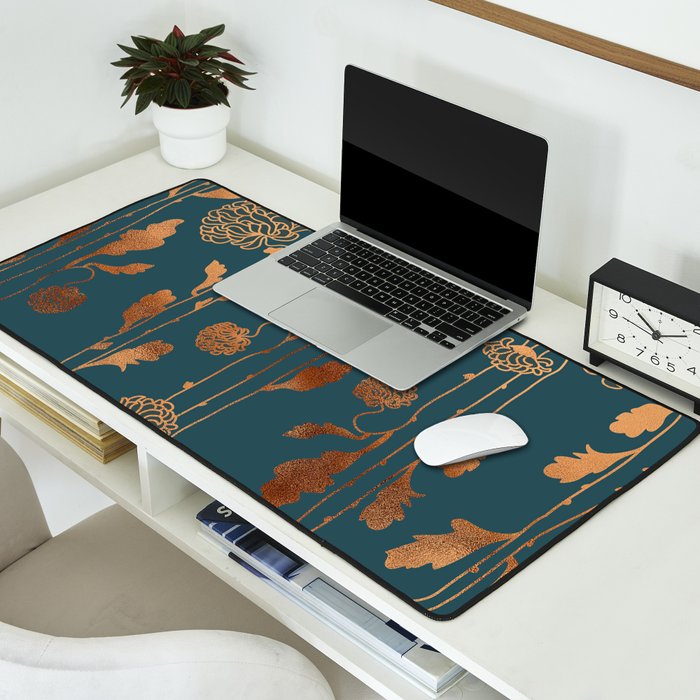 Art Deco Copper Flowers  Desk Mat Gallery Image 2