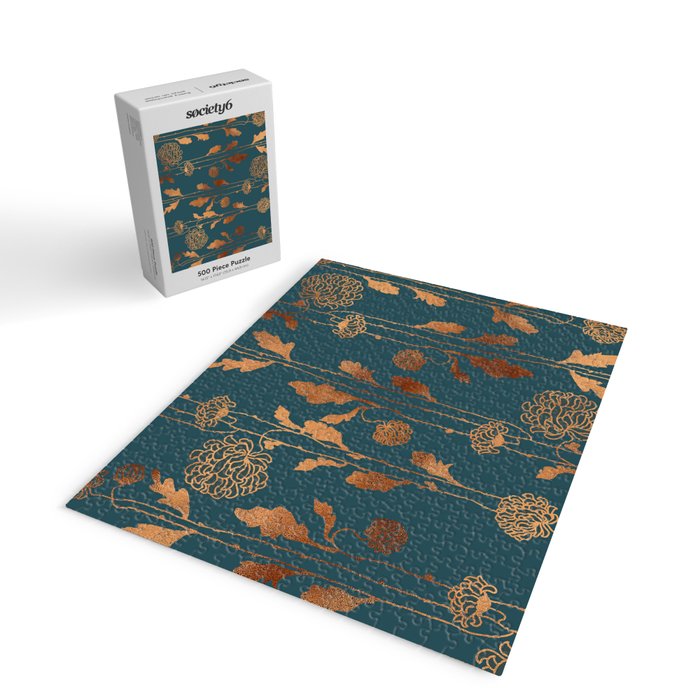 Art Deco Copper Flowers  Jigsaw Puzzle Gallery Image 2