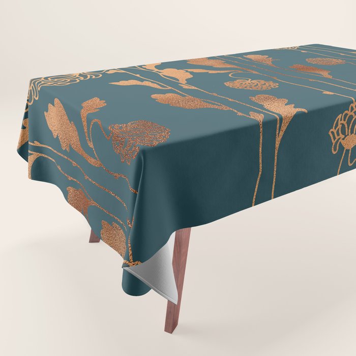 Art Deco Copper Flowers  Tablecloth Gallery Image 1