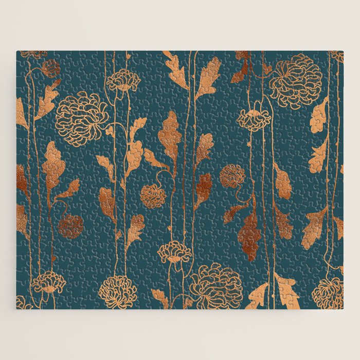 Art Deco Copper Flowers  Jigsaw Puzzle Gallery Image 1