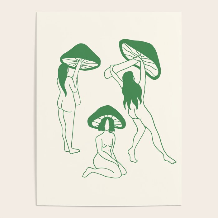 Mushroom Ladies Line Art Poster Gallery Image 4