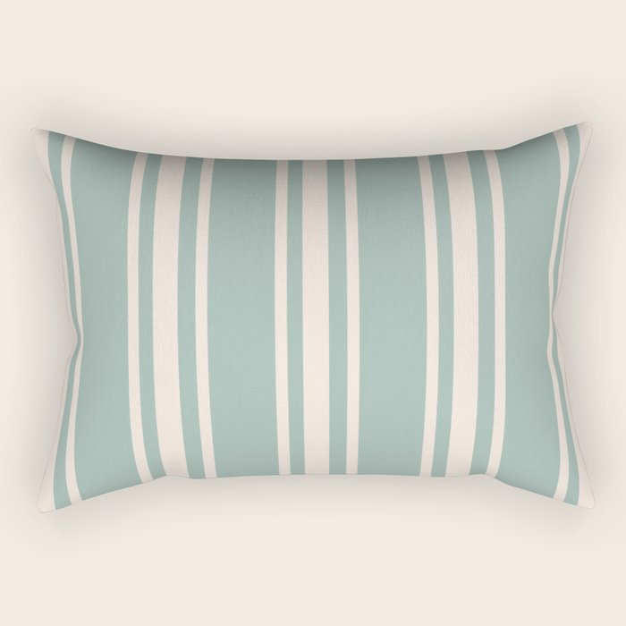 Mediterranean Ticking Stripe Sea Glass Sand Rectangular Pillow Gallery Image 1