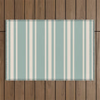 Mediterranean Ticking Stripe Sea Glass Sand Outdoor Rug Gallery Image 1