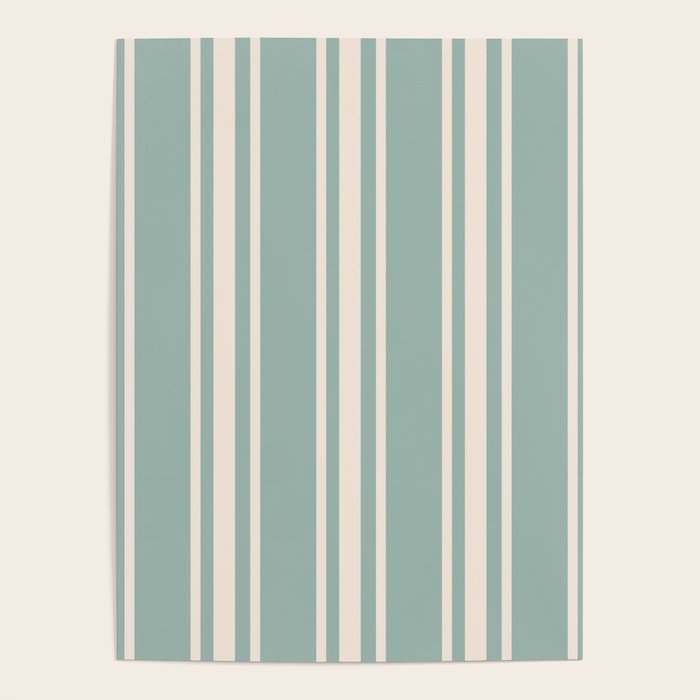 Mediterranean Ticking Stripe Sea Glass Sand Poster Gallery Image 1