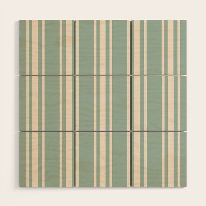Mediterranean Ticking Stripe Sea Glass Sand Wood Wall Art Gallery Image 1