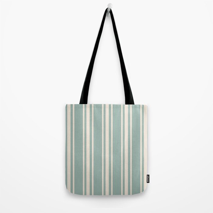 Mediterranean Ticking Stripe Sea Glass Sand Tote Bag Gallery Image 2