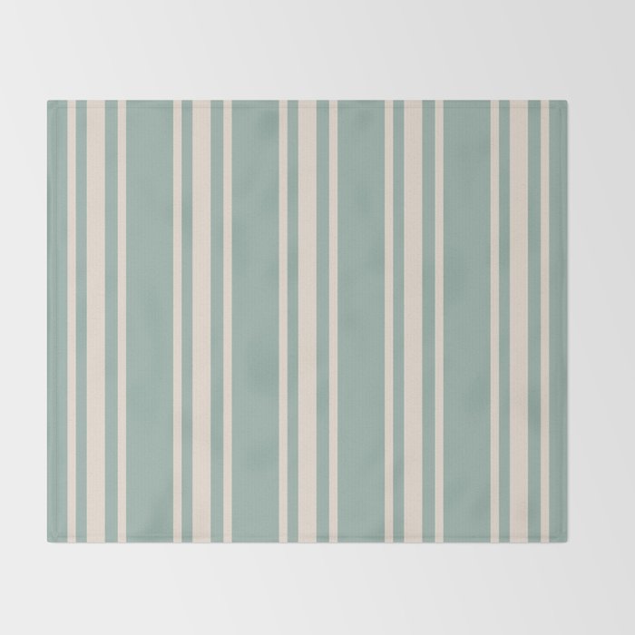 Mediterranean Ticking Stripe Sea Glass Sand Throw Blanket Gallery Image 2