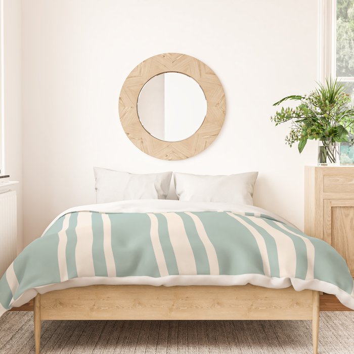 Mediterranean Ticking Stripe Sea Glass Sand Duvet Cover Gallery Image 3