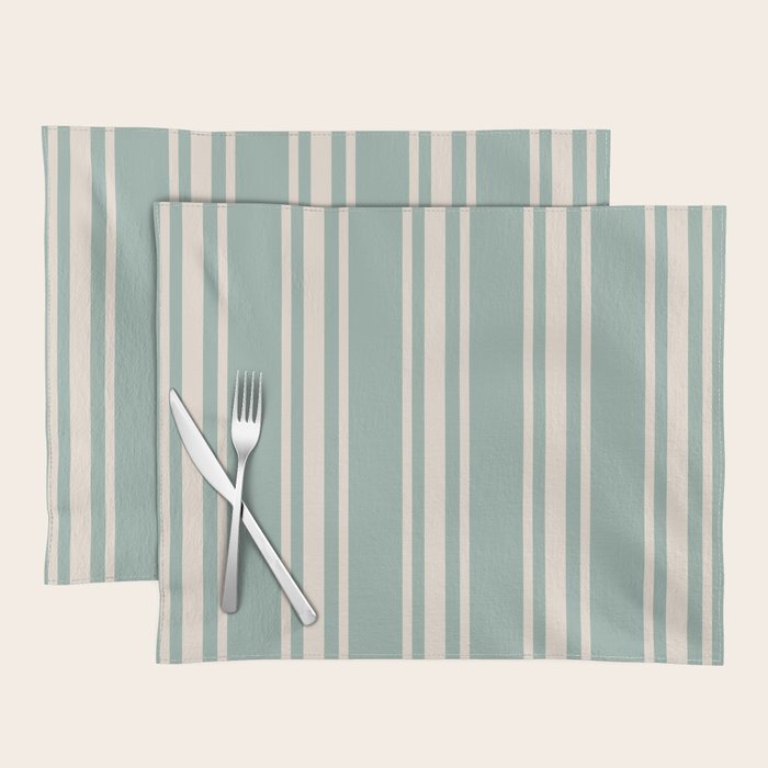 Mediterranean Ticking Stripe Sea Glass Sand Placemat Gallery Image 1