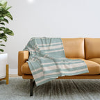 Mediterranean Ticking Stripe Sea Glass Sand Throw Blanket Gallery Image 1
