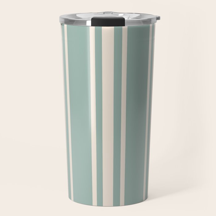 Mediterranean Ticking Stripe Sea Glass Sand Travel Mug Gallery Image 1