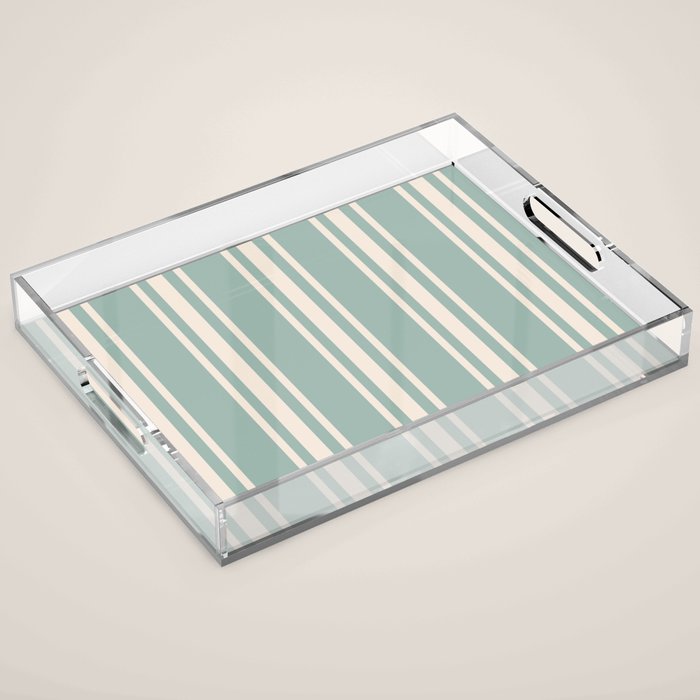 Mediterranean Ticking Stripe Sea Glass Sand Acrylic Tray Gallery Image 1