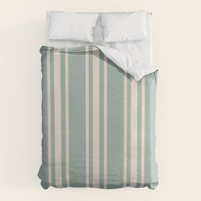Mediterranean Ticking Stripe Sea Glass Sand Duvet Cover Gallery Image 6