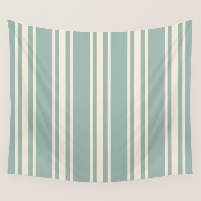 Mediterranean Ticking Stripe Sea Glass Sand Wall Tapestry Gallery Image 1