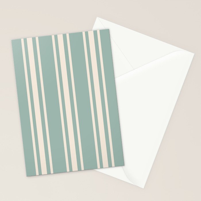 Mediterranean Ticking Stripe Sea Glass Sand Stationery Card Gallery Image 2