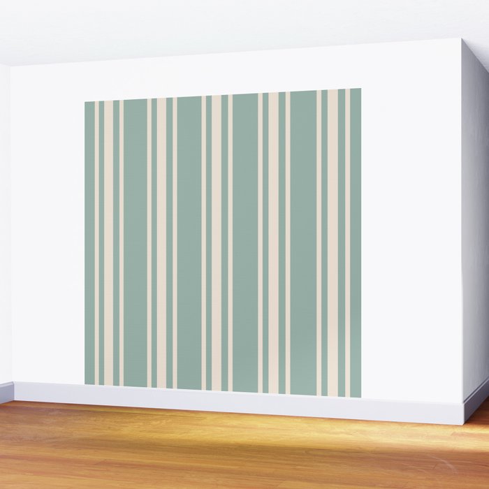 Mediterranean Ticking Stripe Sea Glass Sand Wall Mural Gallery Image 2