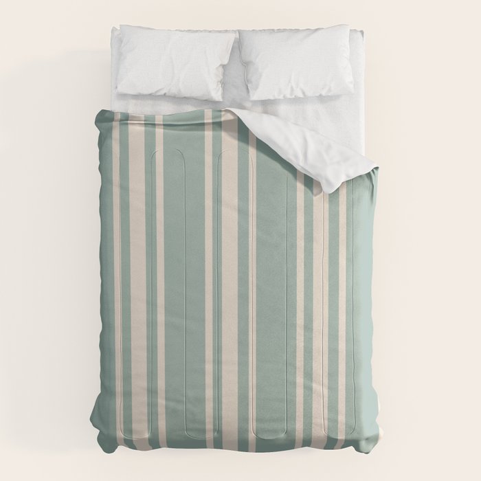 Mediterranean Ticking Stripe Sea Glass Sand Comforter Gallery Image 1