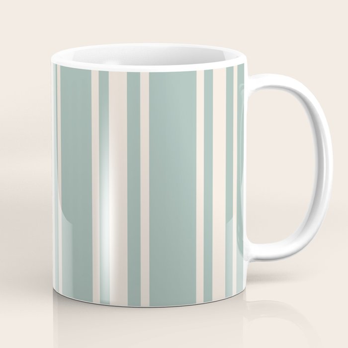 Mediterranean Ticking Stripe Sea Glass Sand Coffee Mug Gallery Image 1