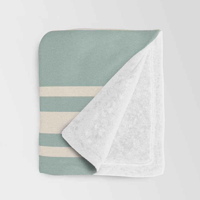 Mediterranean Ticking Stripe Sea Glass Sand Throw Blanket Gallery Image 3