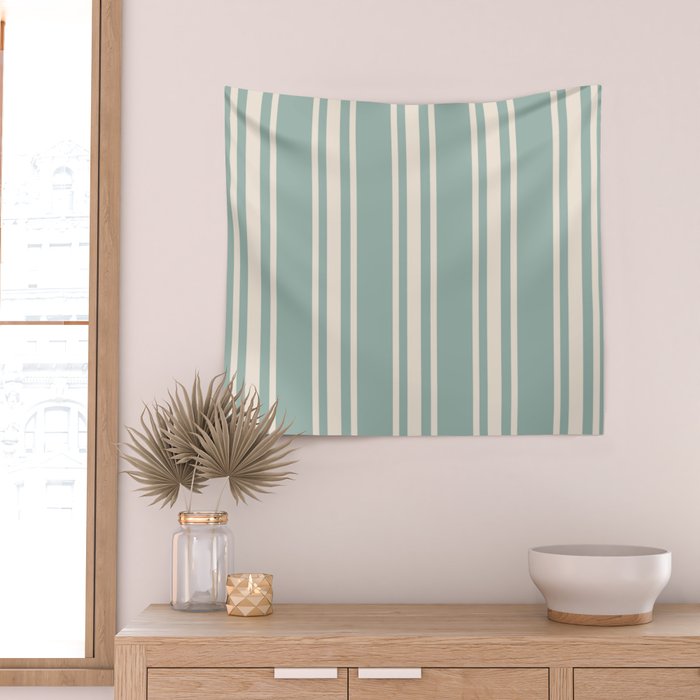 Mediterranean Ticking Stripe Sea Glass Sand Wall Tapestry Gallery Image 2