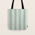 Mediterranean Ticking Stripe Sea Glass Sand Tote Bag Gallery Image 1